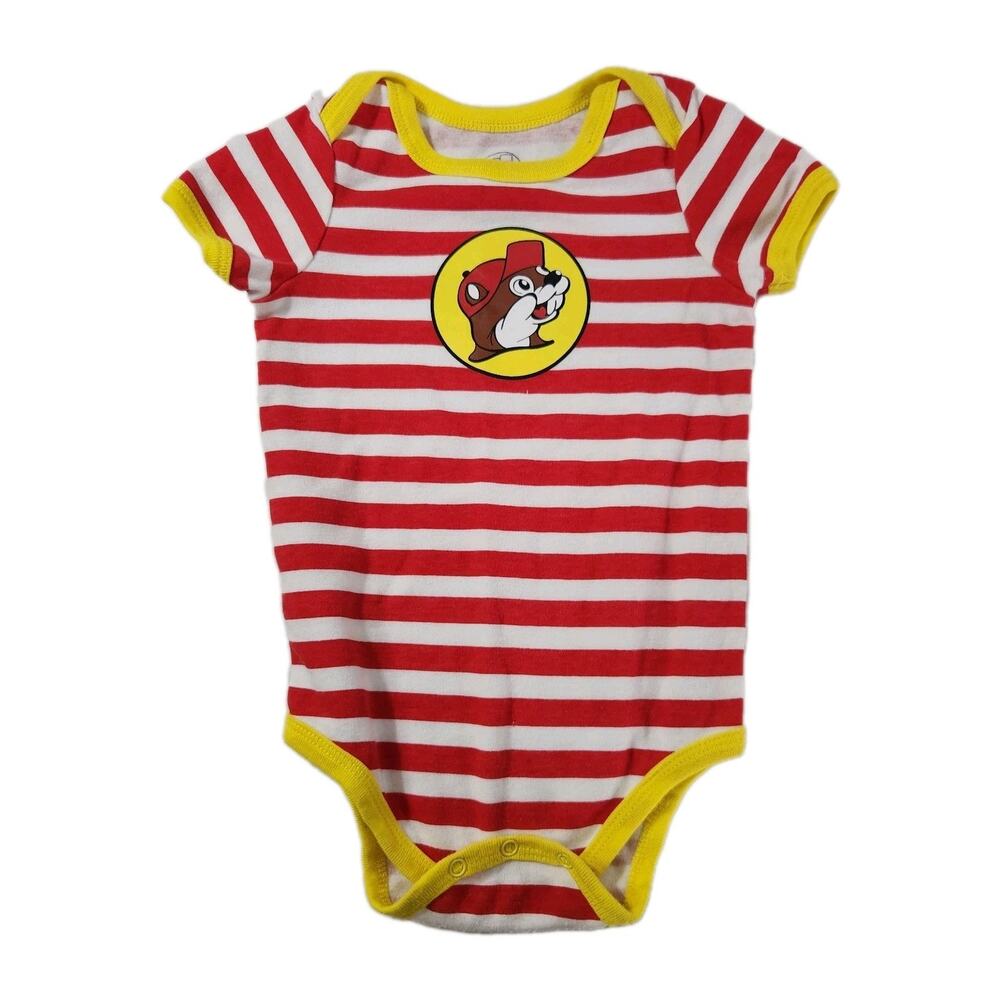 Buc-ee's Baby One Piece Striped Sz 12 M Souvenir Gas Station Beaver Costume
